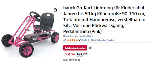 hauck Go-Kart Lightning in Pink, ab 4 Jahren