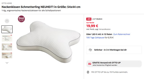 OTTO HOME 54x44 cm Nackenkissen Schmetterling, Memoryschaum