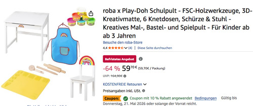 roba x Play-Doh Schulpult inkl. Zubehör