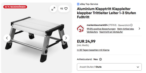 siwitec 18416 1-Stufe Trittleiter, Aluminium