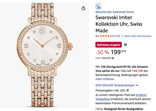 Swarovski 5713883 Imber Armbanduhr in Roségold