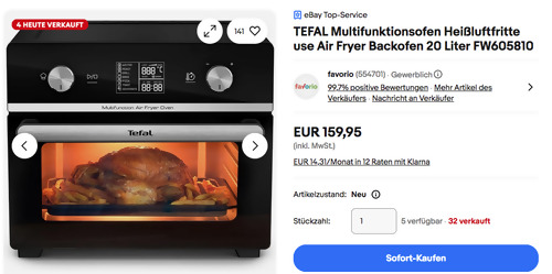 Tefal FW605810 20 Liter Multifunktionsofen Heißluftfritteuse