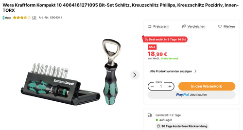 Wera Kraftform Kompakt 10 Bit-Set inkl. Wera Flaschenöffner