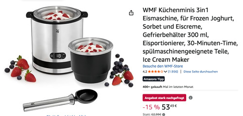 WMF Küchenminis 3in1 Eismaschine, 300 ml