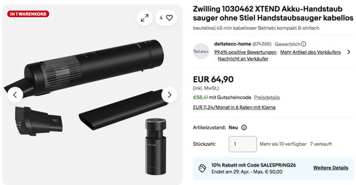 Zwilling 1030462 XTEND Akku-Handstaubsauger