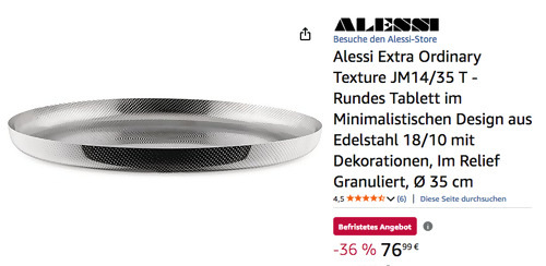 Alessi Extra Ordinary Texture JM14/35 T Dekotablett, 18/10 Edelstahl