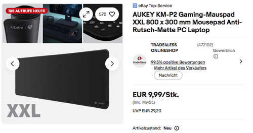 AUKEY KM-P2 Gaming-Mauspad XXL 800 x 300 mm AUKEY KM-P2 Gaming-Mauspad XXL 800 x 300 mm