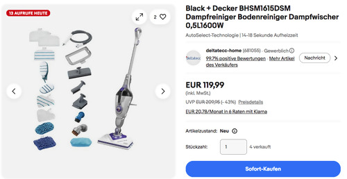 Black + Decker BHSM1615DSM Dampfreiniger