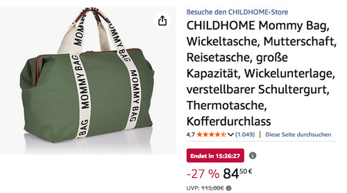 Childhome 58 Liter Wickeltasche Mommy Bag Signature in Grün, Childhome 58 Liter Wickeltasche Mommy Bag Signature in Grün,