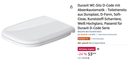 Duravit 673900 D-Code WC-Sitz mit Absenkautomatik