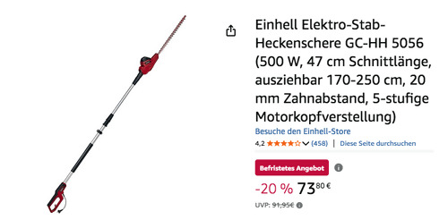 Einhell Elektro-Stab-Heckenschere GC-HH 5056, 170-250 cm ausziehbar