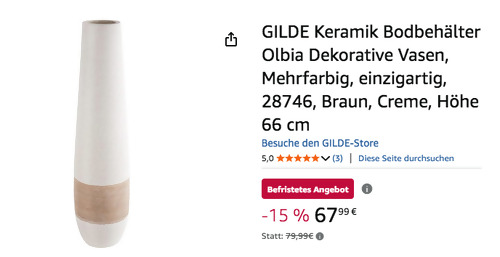 GILDE 28746 Keramik Bodbehälter Dekorative Vase "Olbia", 66 cm hoch