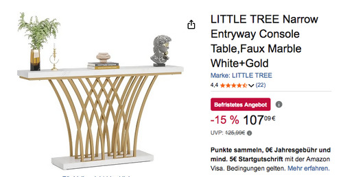 LITTLE TREE SU140 Narrow Entryway Console Table, 30T x 150B x 80H cm