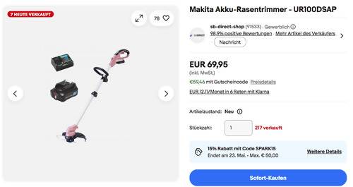 Makita UR100DSAP Akku-Rasentrimmer Set