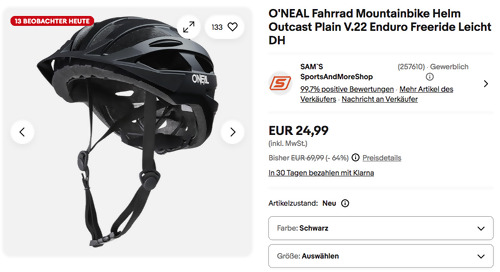 O'NEAL Fahrrad Mountainbike Helm Outcast Plain V.22 Enduro Freeride Leicht DH Schwarz, XS/M oder L/XL O'NEAL Fahrrad Mountainbike Helm Outcast Plain V.22 Enduro Freeride Leicht DH Schwarz, XS/M oder L/XL