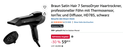 Braun HD785 Satin Hair 7 SensoDryer Haartrockner Braun HD785 Satin Hair 7 SensoDryer Haartrockner