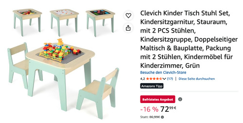 Clevich TF6808 Kinder 4-in-1-Multifunktionstisch - Set in Grün