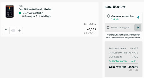 Defu PUR Bio-Weiderind 12x400g Ergänzungsfuttermittel für Hunde Defu PUR Bio-Weiderind 12x400g Ergänzungsfuttermittel für Hunde
