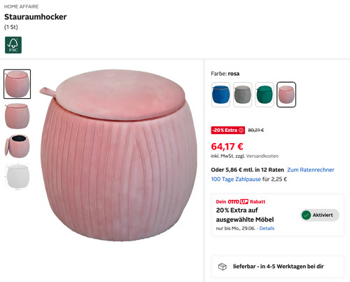 HOME AFFAIRE Stauraumhocker in Rosa HOME AFFAIRE Stauraumhocker in Rosa