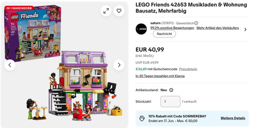 LEGO Friends 42653 Musikladen & Wohnung Bausatz