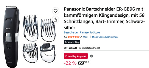 Panasonic ER-GB96 Bartschneider mit kammförmigem Klingendesign, 58 Schnittlänge