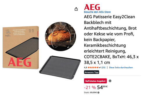 AEG Patisserie Easy2Clean Backblech AEG Patisserie Easy2Clean Backblech