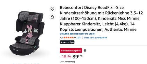 Bebeconfort Disney RoadFix i-Size Kindersitz "Miss Minnie"