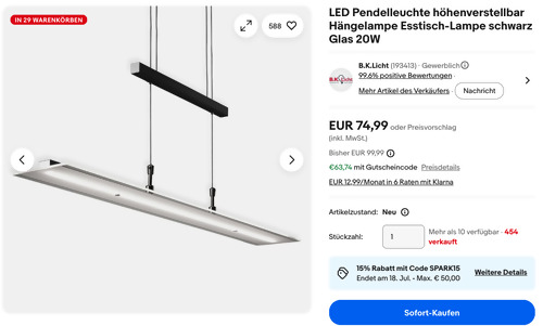 B.K.Licht BKL1491 LED-Pendelleuchte 20 W 1600 lm B.K.Licht BKL1491 LED-Pendelleuchte 20 W 1600 lm