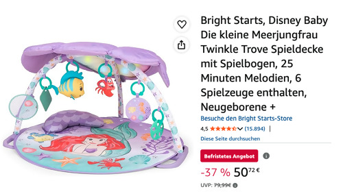 Bright Starts Disney - Die kleine Meerjungfrau Twinkle Trove Spieldecke mit Spielbogen Bright Starts Disney - Die kleine Meerjungfrau Twinkle Trove Spieldecke mit Spielbogen