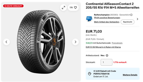 Continental AllSeasonContact 2 205/55 R16 91H M+S Allwetterreifen