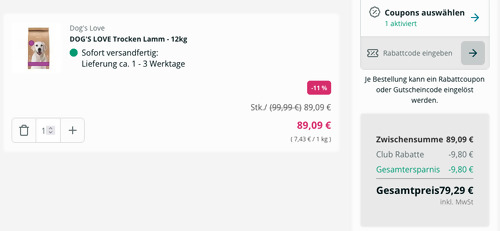 DOG'S LOVE 12kg Trockenfutter Lamm