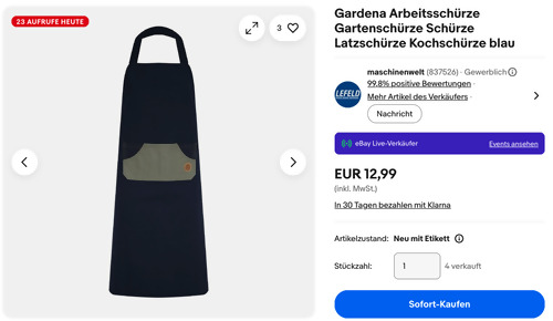Gardena Arbeitsschürze Gartenschürze in Blau - jetzt 18% billiger