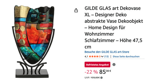 GILDE 39632 GLAS Art Dekovase XL GILDE 39632 GLAS Art Dekovase XL