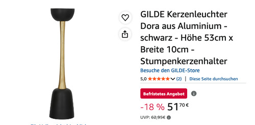 GILDE 53 cm Kerzenleuchter Dora, Aluminium