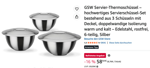 GSW 552417 Servier-Thermoschüssel 3er-Set - jetzt 11% billiger GSW 552417 Servier-Thermoschüssel 3er-Set - jetzt 11% billiger