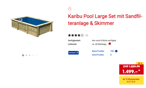 Karibu Pool Large Set mit Sandfilteranlage & Skimmer