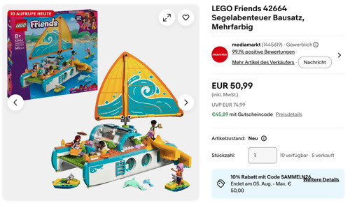 LEGO Friends 42664 Segelabenteuer Bausatz LEGO Friends 42664 Segelabenteuer Bausatz