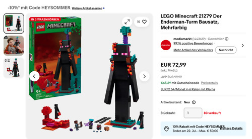 LEGO Minecraft 21279 Der Enderman-Turm Bausatz