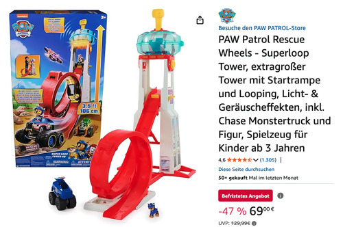 PAW Patrol Rescue Wheels - Superloop Tower mit mit Startrampe und Looping