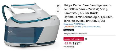 Philips PSG6022/20 PerfectCare 6000 Series Dampfbügelstation