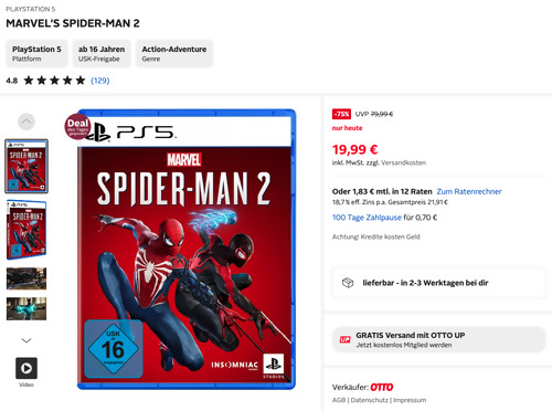 PlayStation 5 Marvel's Spider-Man 2 Videospiel