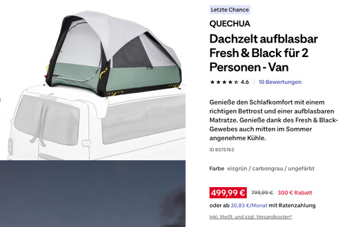QUECHUA Dachzelt aufblasbar Fresh & Black für 2 Personen - Van QUECHUA Dachzelt aufblasbar Fresh & Black für 2 Personen - Van