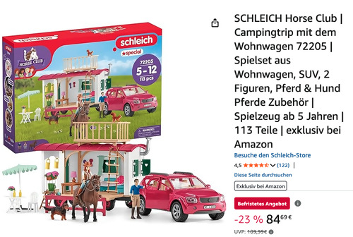 SCHLEICH Horse Club 72205 Campingtrip mit dem Wohnwagen Spielset