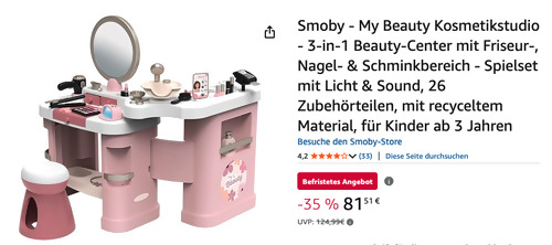 Smoby 3-in-1 My Beauty Kosmetikstudio in Pink Smoby 3-in-1 My Beauty Kosmetikstudio in Pink