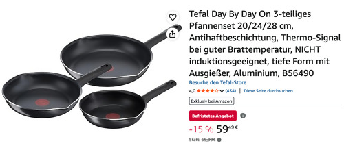 Tefal Day By Day On 3-teiliges Pfannenset 20/24/28 cm Tefal Day By Day On 3-teiliges Pfannenset 20/24/28 cm
