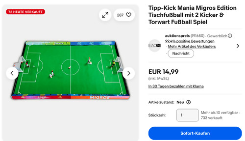 Tipp-Kick Mania Migros Edition Tischfußballspiel Tipp-Kick Mania Migros Edition Tischfußballspiel