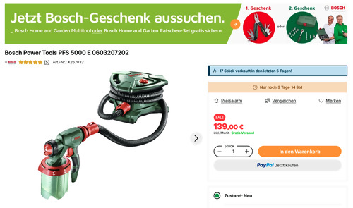 Bosch Power Tools PFS 5000 E Farbsprühsystem inkl. Bosch Home and Garden 1600A02Z98 Multitool Bosch Power Tools PFS 5000 E Farbsprühsystem inkl. Bosch Home and Garden 1600A02Z98 Multitool