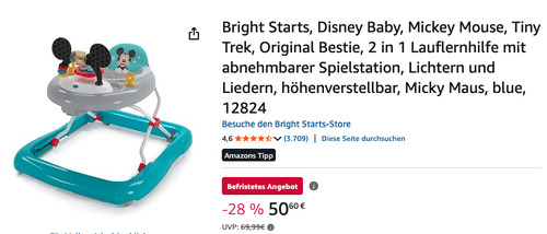 Bright Starts 12824 2 in 1 Lauflernhilfe "Mickey Mouse" Bright Starts 12824 2 in 1 Lauflernhilfe "Mickey Mouse"