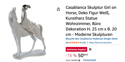 Casablanca 79800 Skulptur "Girl on Horse", 25 cm hoch Casablanca 79800 Skulptur "Girl on Horse", 25 cm hoch