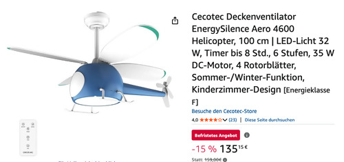 Cecotec EnergySilence Aero 4600 Helicopter Deckenventilator mit Fernbedienung Cecotec EnergySilence Aero 4600 Helicopter Deckenventilator mit Fernbedienung
